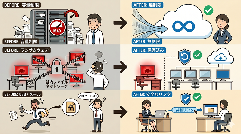Box 導入前後の比較イメージ